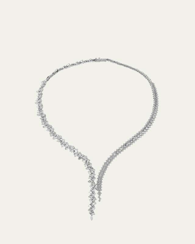 18K White Gold Lariat Necklace with Diamonds
